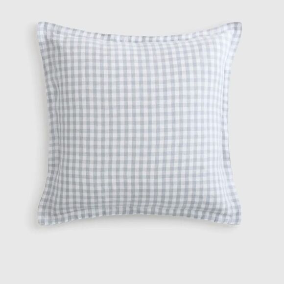 Quince European Linen Gingham Euro Sham NWT Blue - Picture 1 of 5